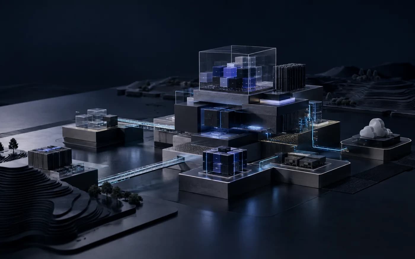 Architecture modulaire représentant les couches d'une plateforme cloud hybride